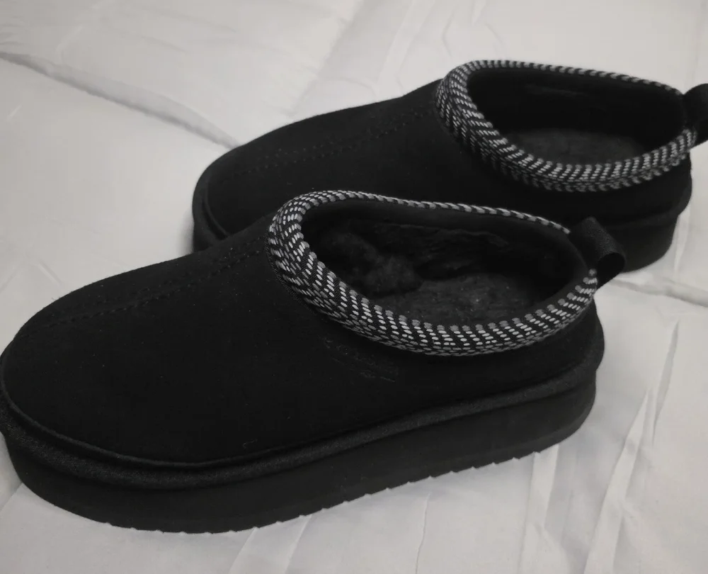 Koolaburra Black Slip-On Shoes with Patterned Trim - Picture 1 of 3